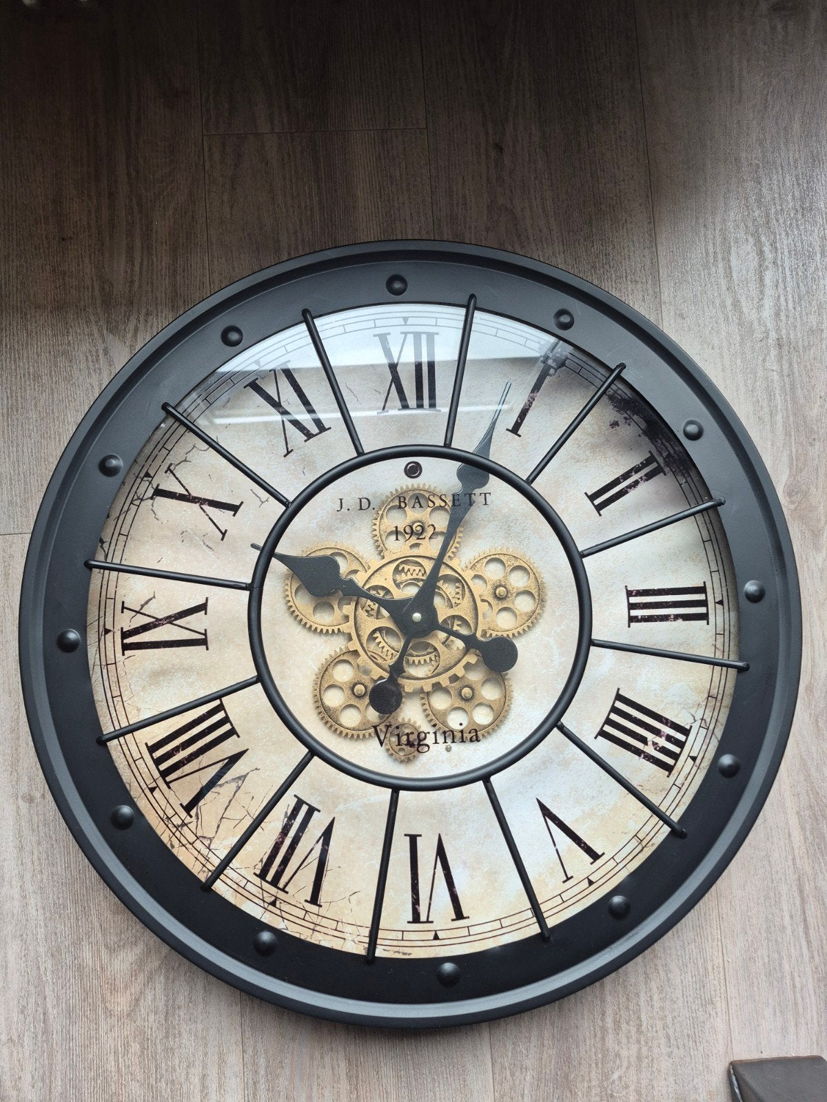 Wandklok met Bewegende Tandwielen Zwart, Huis en Inrichting, Woonaccessoires | Klokken, Ophalen, Nieuw, Wandklok