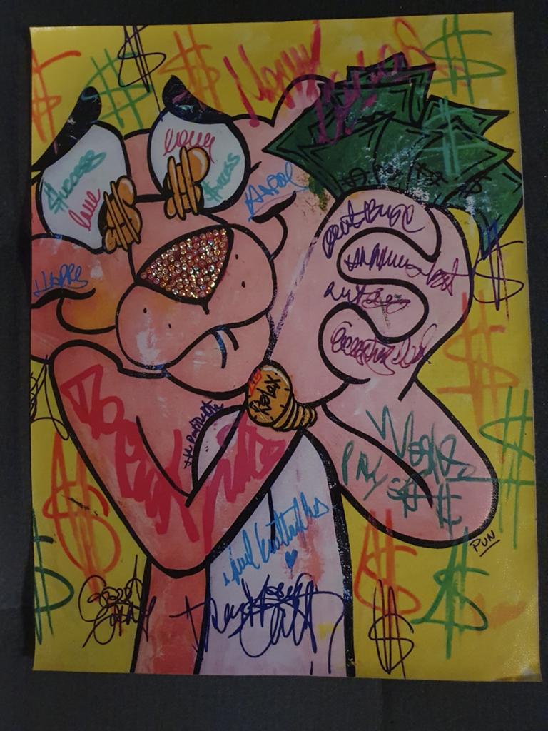 Canvas print Roze Panter 40x30 cm, Minder dan 50 cm, Oorspronkelijke maker, Nieuw, Ophalen of Verzenden