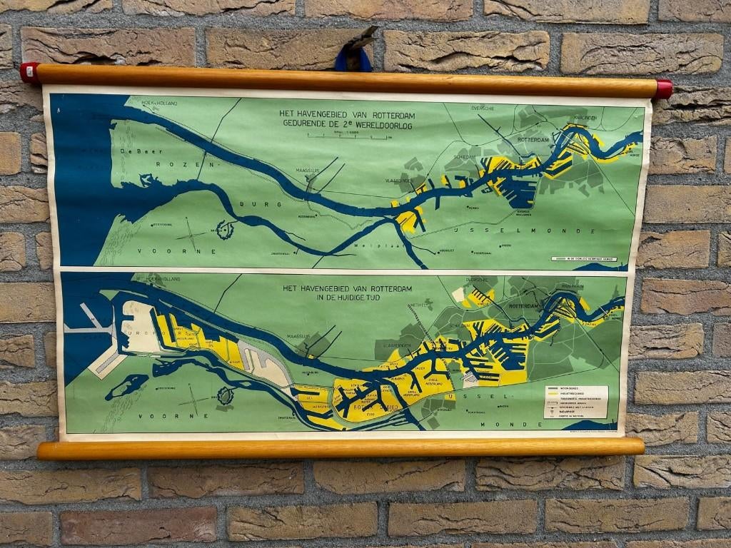 Haven van Rotterdam 1940 en 1965, Antiek en Kunst, Antiek | Schoolplaten, Ophalen of Verzenden, Aardrijkskunde