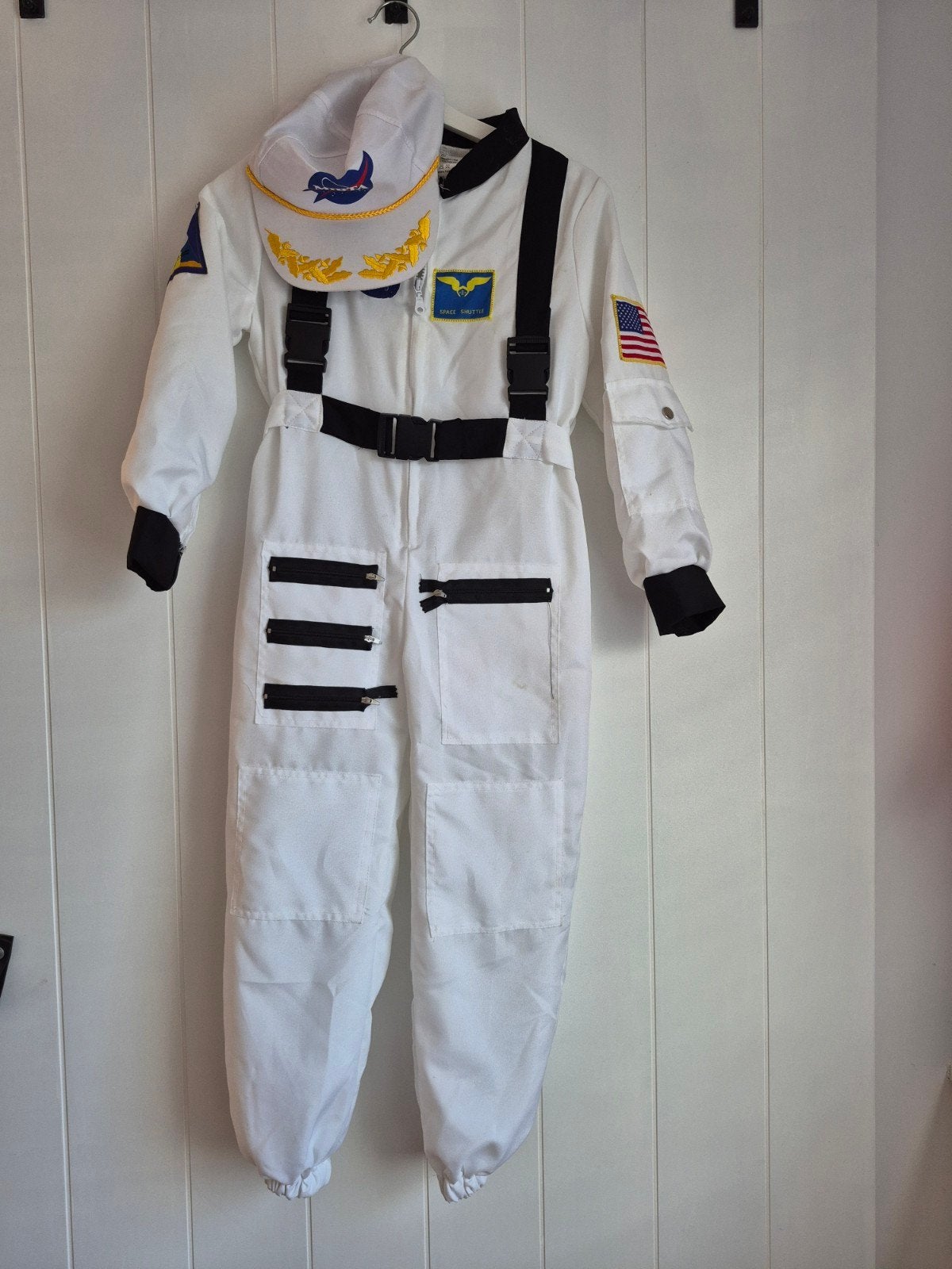Astronaut verkleedkleding/ kostuum ruimtepak carnaval, Overige typen, Jongen of Meisje, Ophalen of Verzenden, Zo goed als nieuw