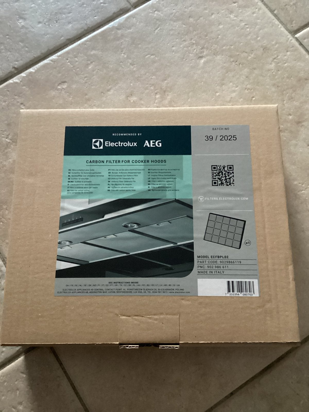 Electrolux AEG Koolstoffilter voor afzuigkappen ECFBPL02, Ophalen of Verzenden, Nieuw