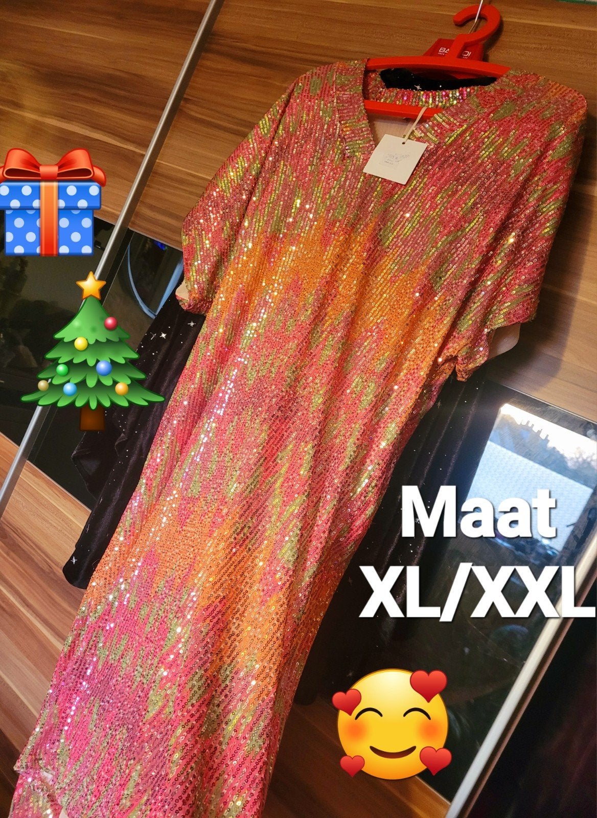 BOEBOU pailletten jurk, maat XL/XXL, nieuw met kaartje, Meerkleurig, BOEBOU, Maat 46/48 (XL) of groter, Nieuw