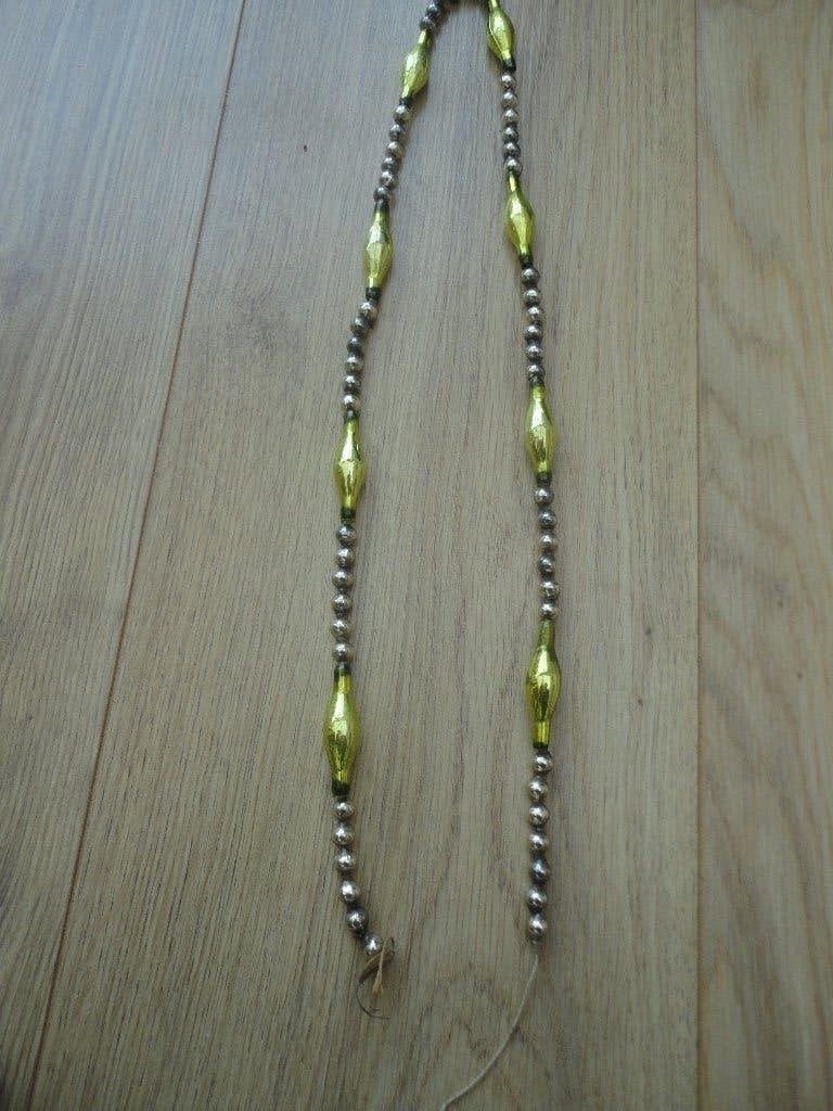 Mooie oude glazen kerstkralenketting 0,75 meter, Ophalen of Verzenden, Gebruikt
