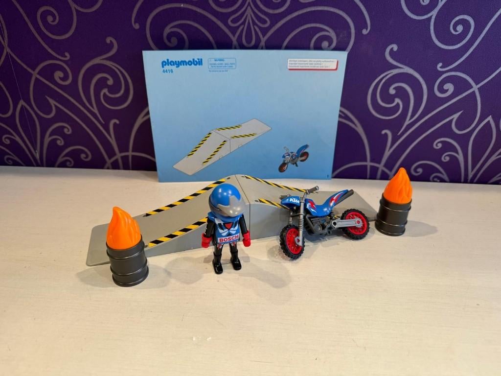 Playmobil 4416 – Stuntmotor met Schans, Ophalen of Verzenden, Zo goed als nieuw, Complete set
