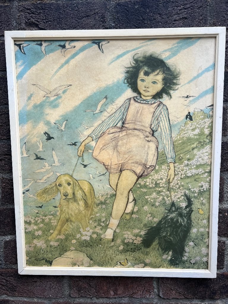 Vintage tekening 'Upland Breezes' van Muriel Helen Dawson, Antiek en Kunst, Ophalen of Verzenden, Tekening, Overige technieken
