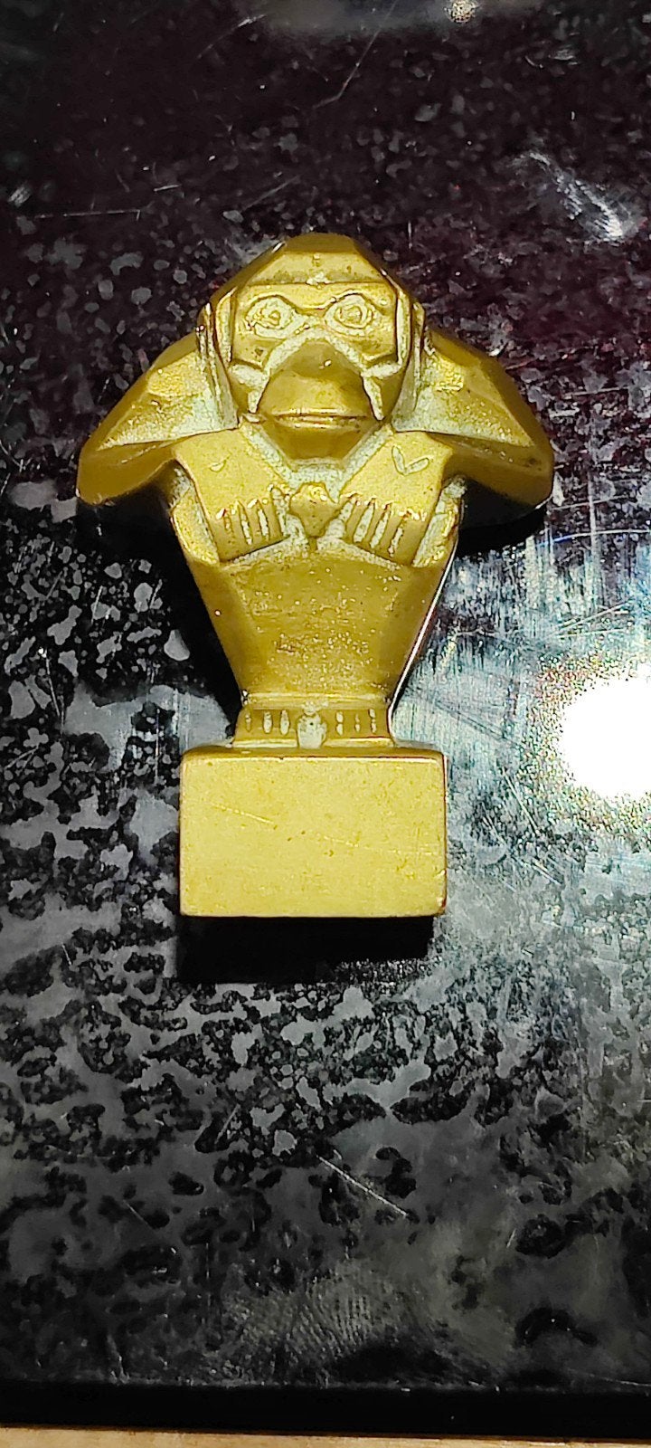 Zeldzame Art Deco Automascotte 'Aap' – 1920/1930, Minder dan 20 cm, Buste, Ophalen of Verzenden, Goud