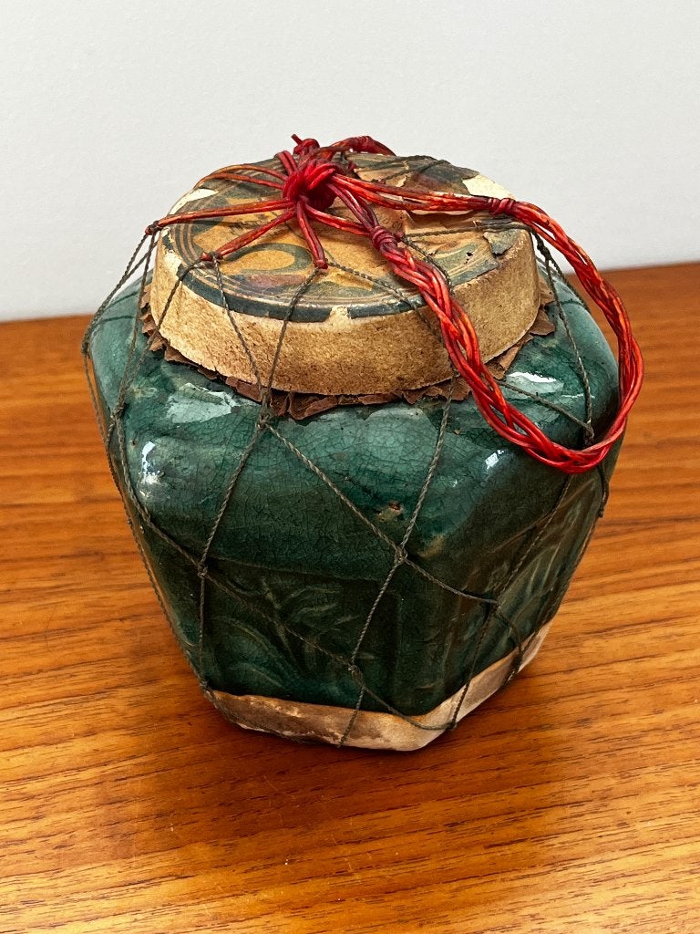 Antieke Chinese gemberpot met netje  en deksel, Ophalen of Verzenden