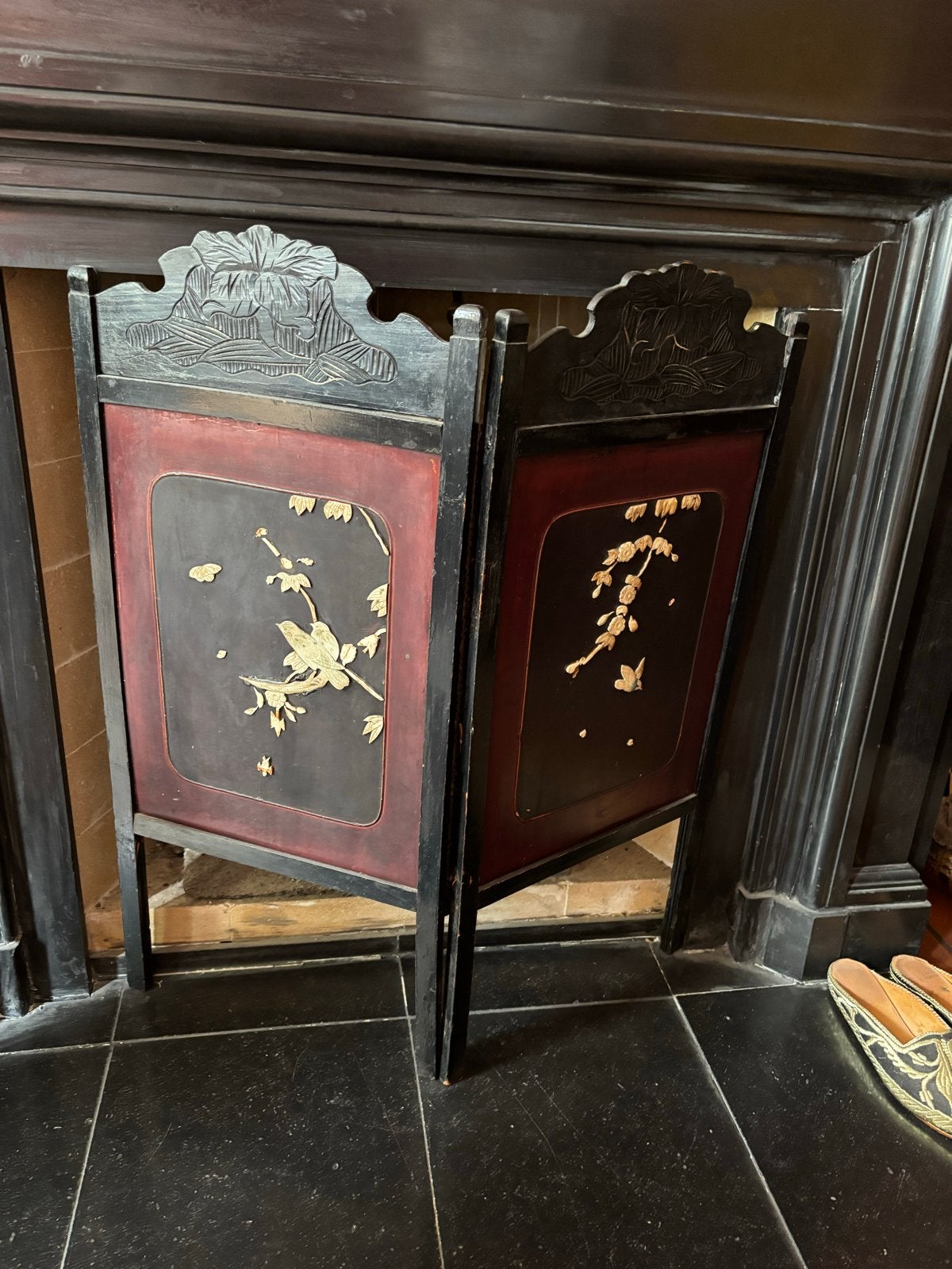 Antiek Chinees kamerscherm met parelmoer inleg, Antiek en Kunst, Ophalen