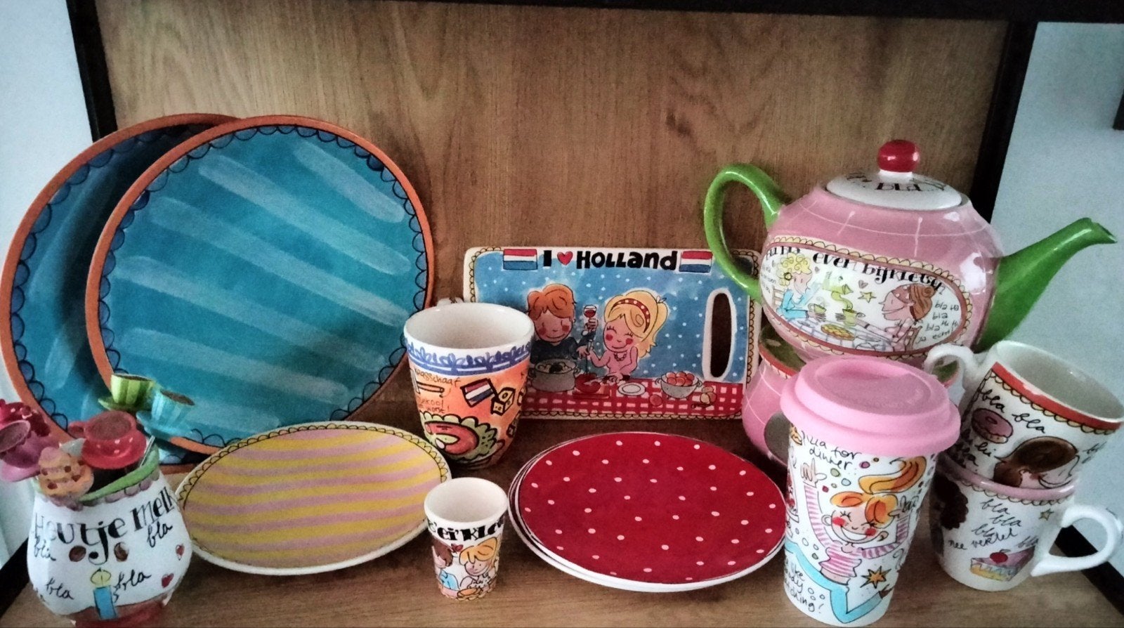 Diverse serviescollectie: Blond Amsterdam, I Love Holland, Huis en Inrichting, Keuken | Servies, Gebruikt, Keramiek, Ophalen of Verzenden