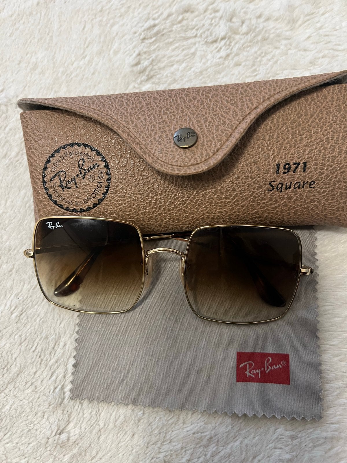 Ray-Ban 1971 Square Zonnebril - Zo goed als nieuw, Zonnebril, Bruin, Ophalen of Verzenden, Zo goed als nieuw