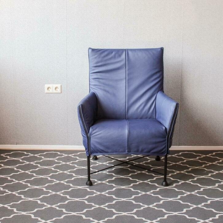 4 Montis Charly fauteuils kobaltblauw - zwart onderstel, Niet ingevuld, Niet ingevuld, Nieuw, Leer