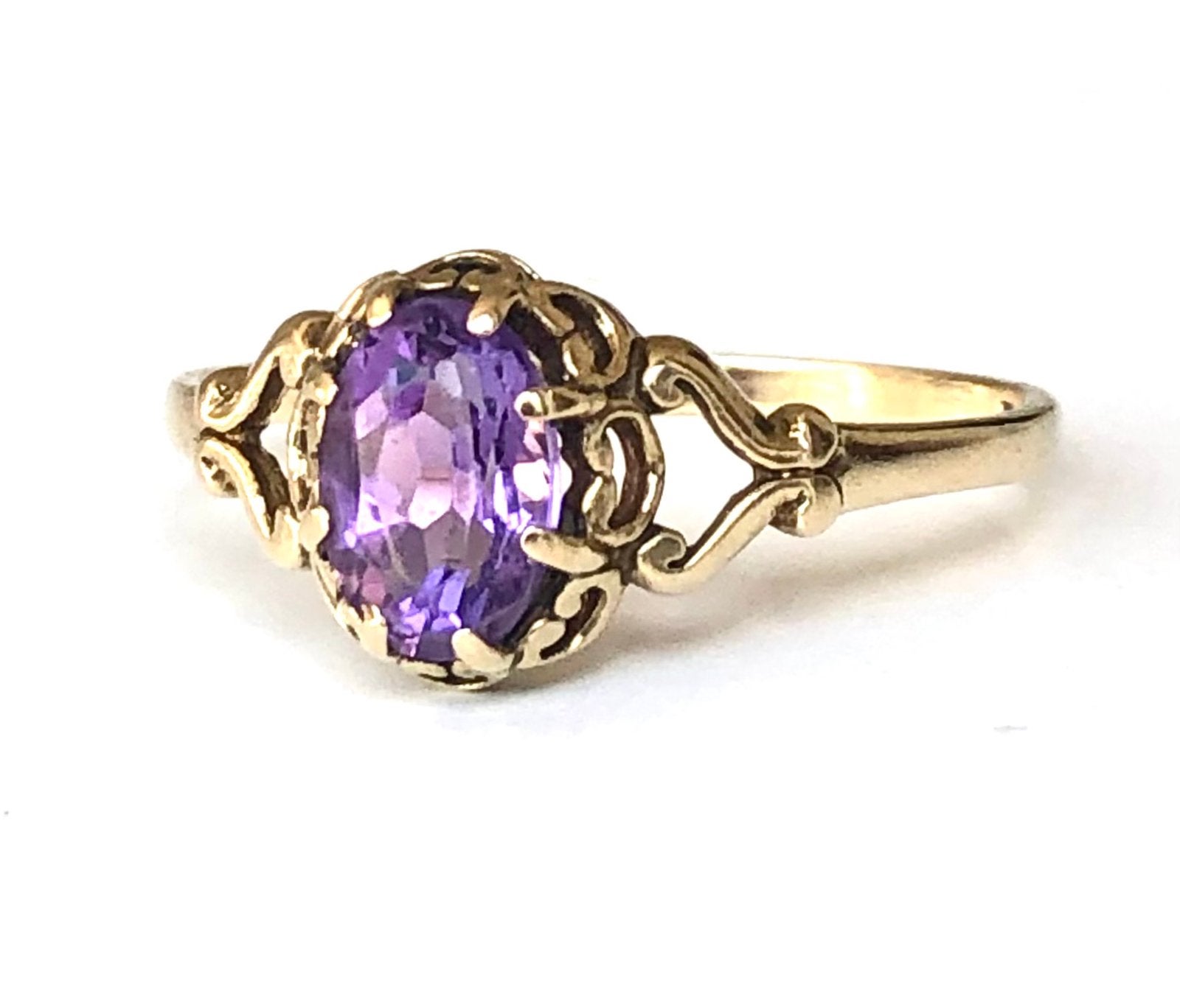 AnnaNina vintage 9k gouden ring amethist maat 17,5, Ophalen of Verzenden, Zo goed als nieuw, 17 tot 18, Dame