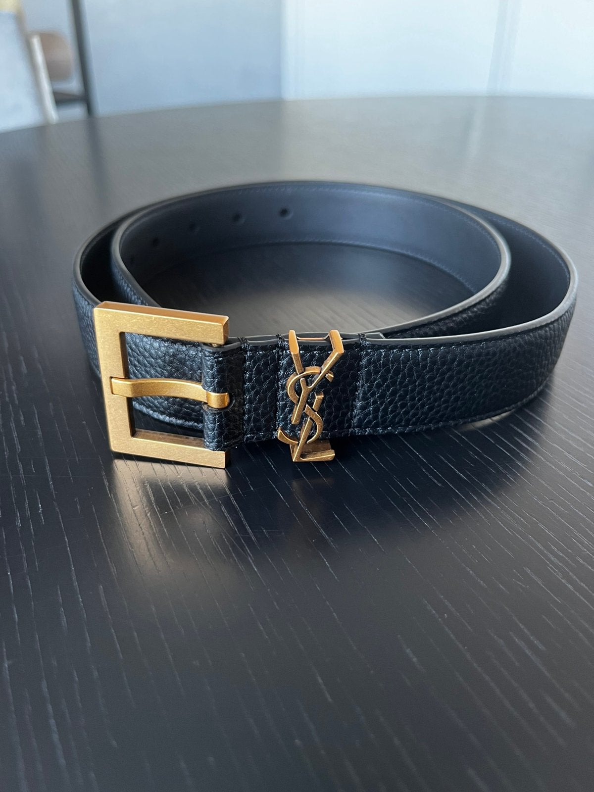 Yves Saint Laurent Cassandre belt riem YSL echt leer 90cm, Ophalen of Verzenden, Nieuw, Zwart, 80 tot 90 cm