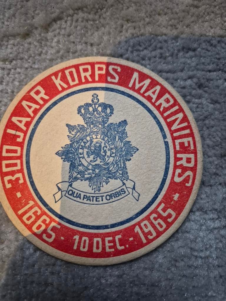 Amstel bierviltje - 300 jaar Korps Mariniers 1965, Verzamelen, Biermerken, Ophalen of Verzenden