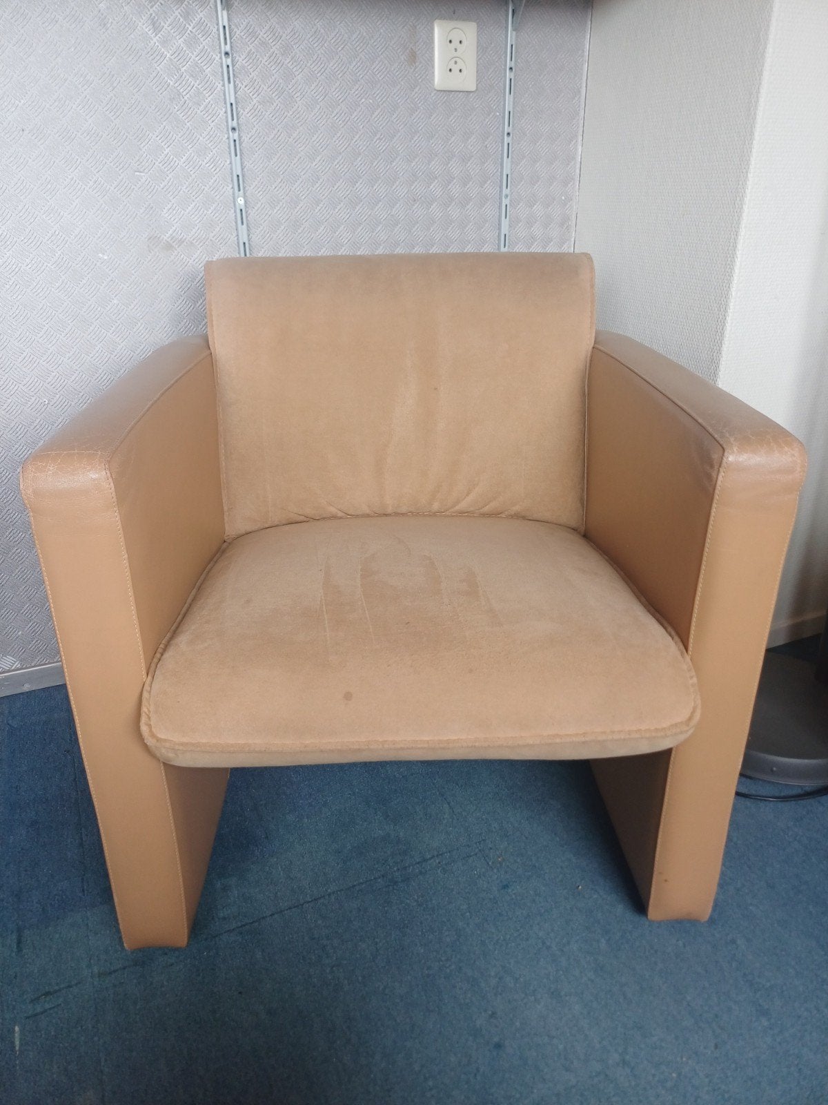 Alcantara bank met stoel, Ophalen, Gebruikt, 75 tot 100 cm, Leer