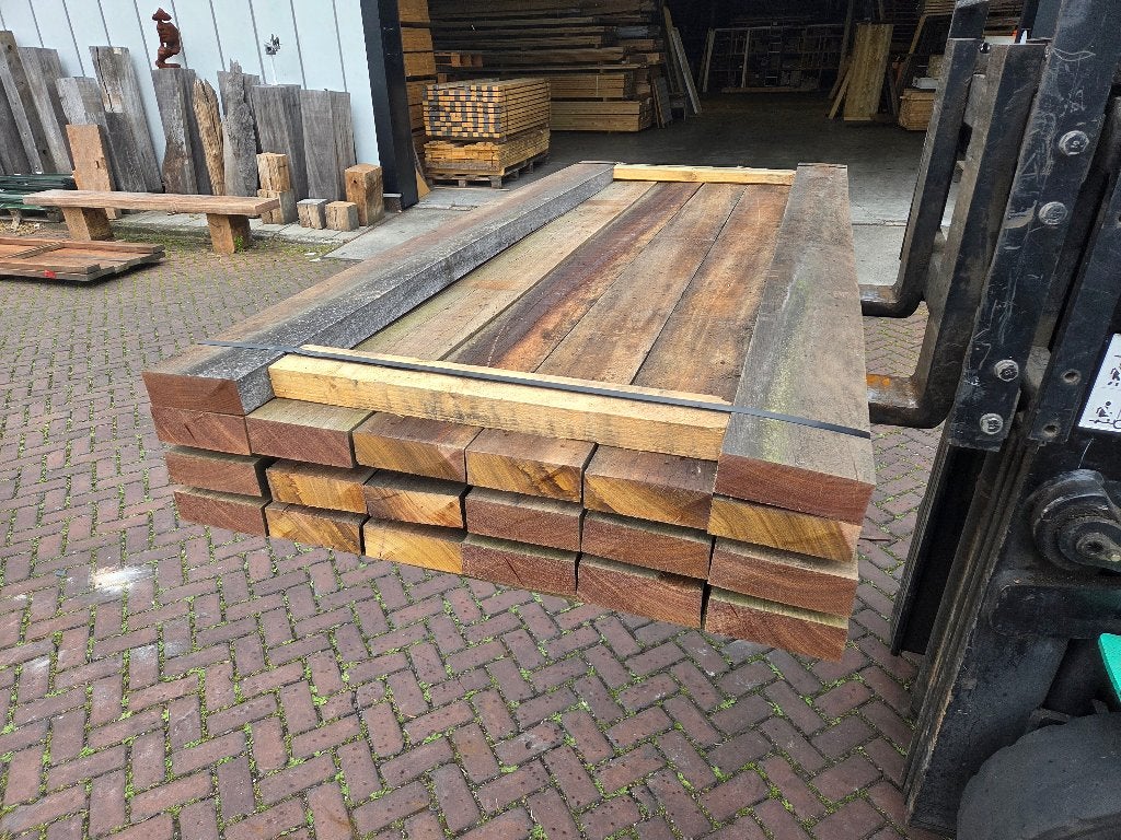 20 Hardhouten balken +/- 5.0x15.0 cm / 2.10 m lang - nr: HB8, Tuin en Terras, Palen, Balken en Planken, Ophalen, Nieuw, Hardhout