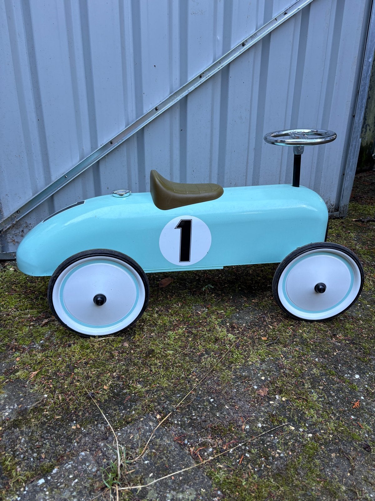 RetroRoller loopauto blauw met nummer 1, Ophalen, Gebruikt