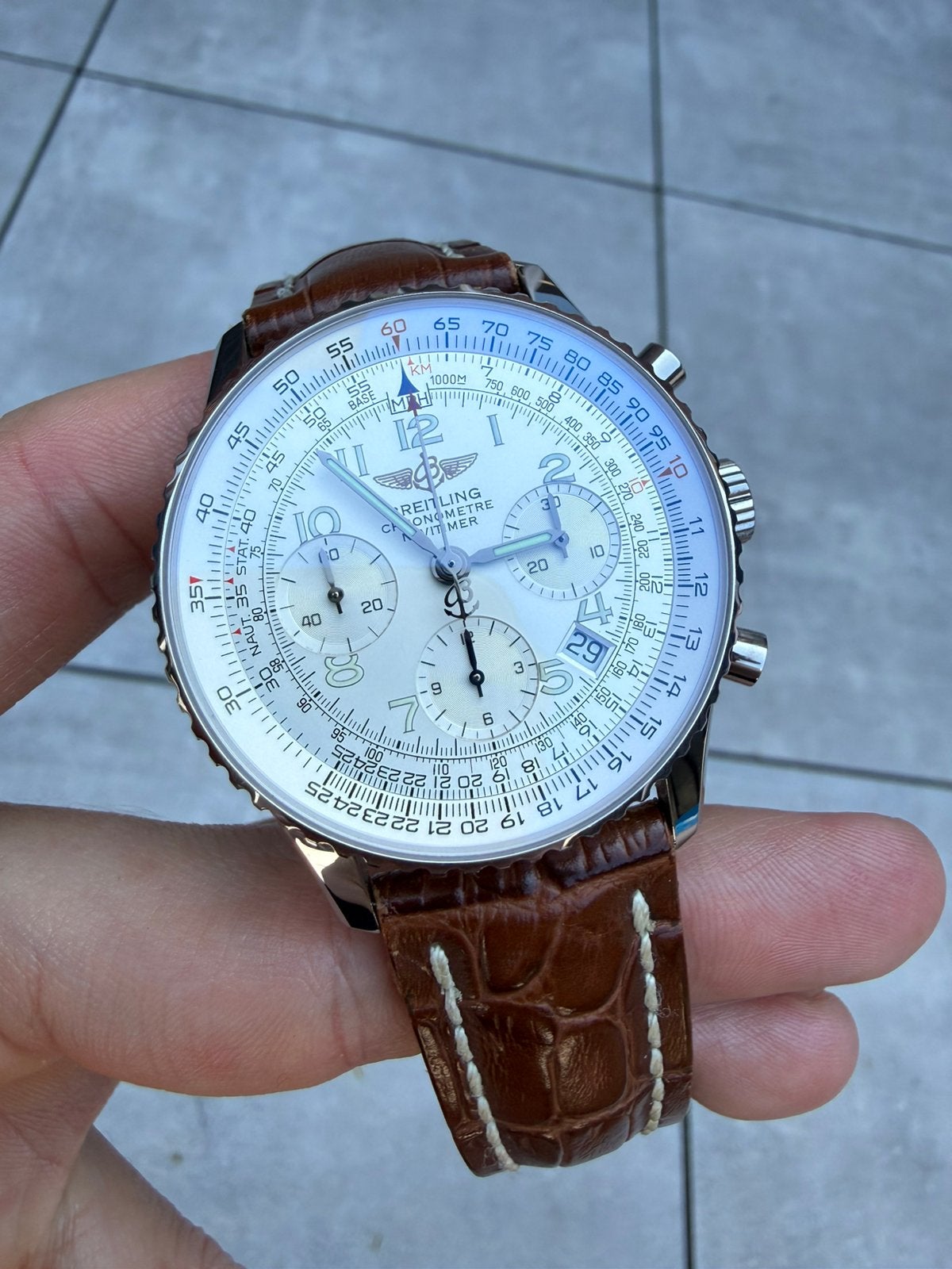 Breitling navitimer A23322 franken, Sieraden, Tassen en Uiterlijk, Horloges | Heren, Overige merken, Leer, Staal, Polshorloge