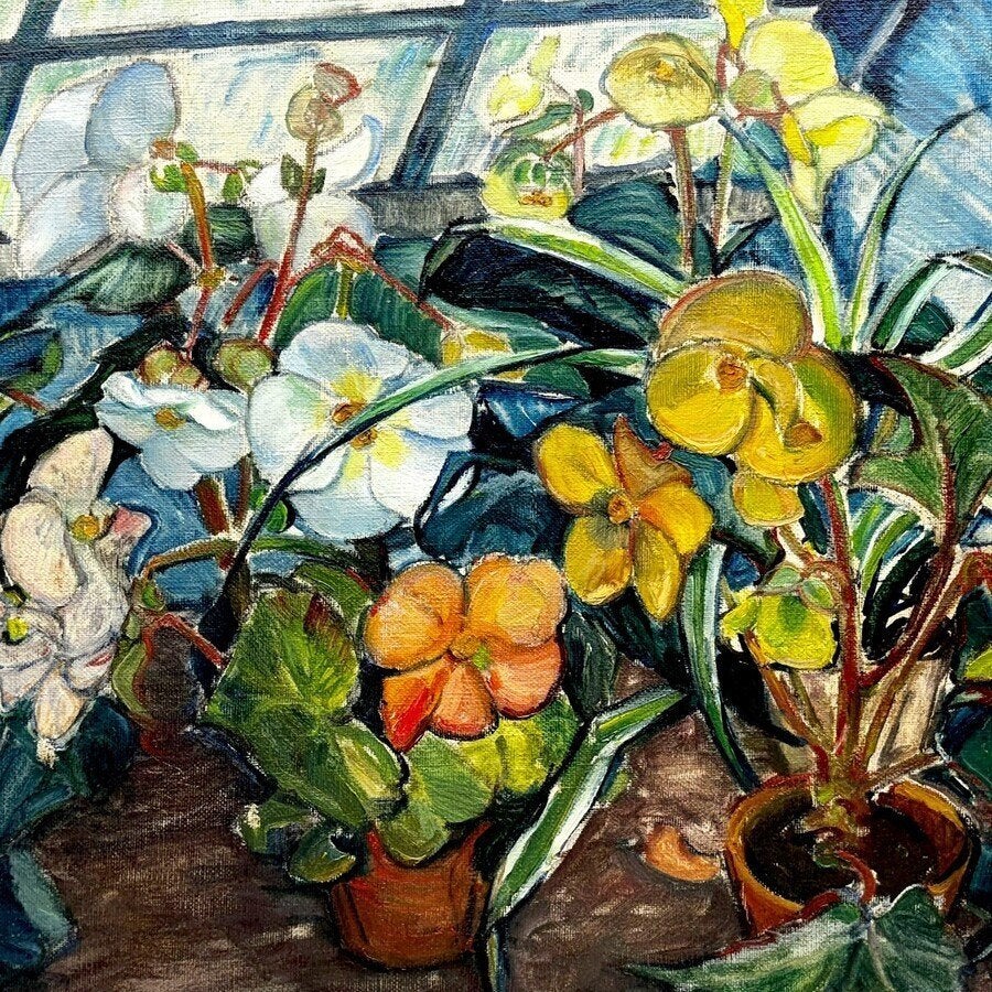 Gerta Springer, Stilleven planten in kas, Antiek en Kunst, Ophalen of Verzenden, Nederlandse school, Bijzondere lijst, Stilleven