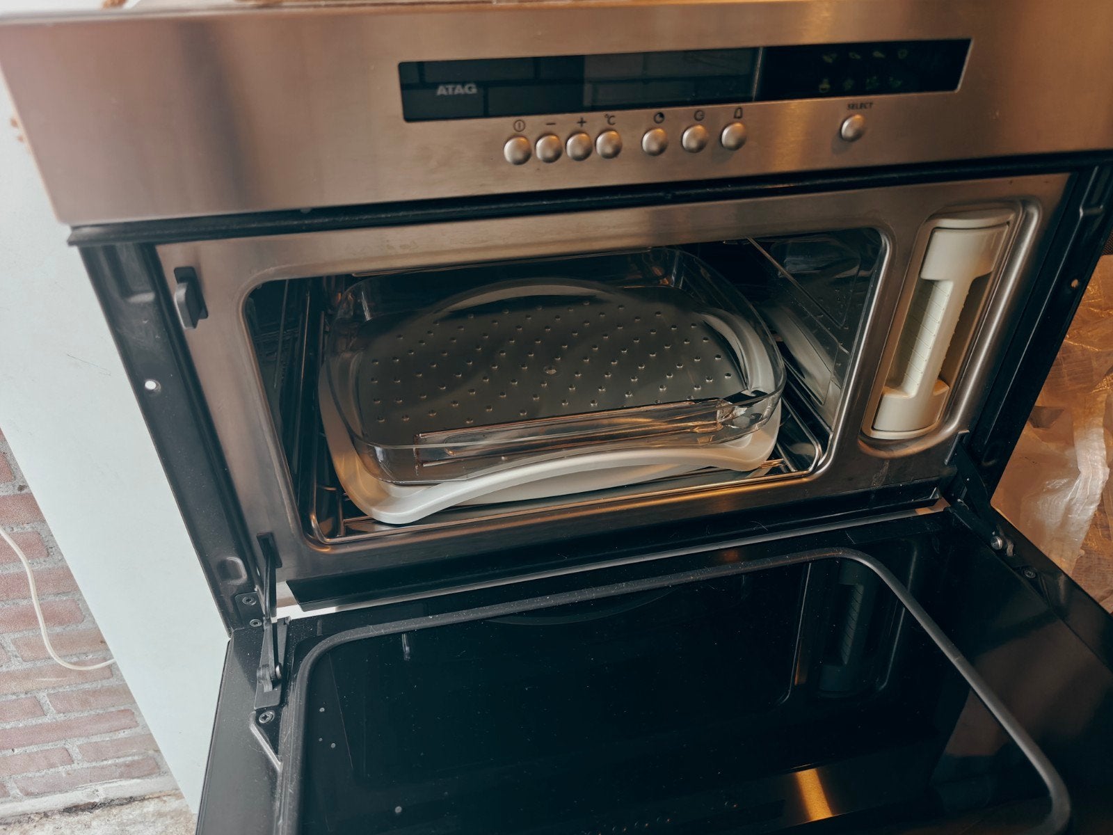 ATAG Inbouw stoom-oven - nauwelijks gebruikt, Ophalen, 45 tot 50 cm, 45 tot 60 cm, Hete lucht