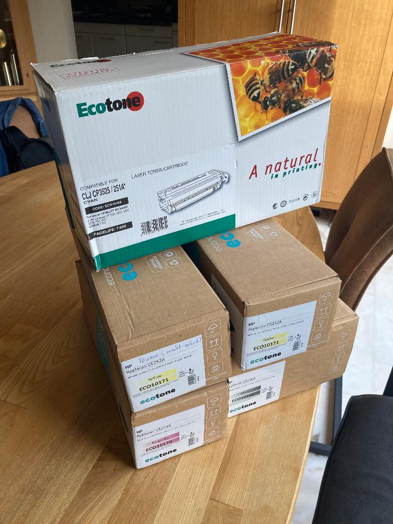Set Ecotone Toners HP CP3525 / CM3530 - 3x NIEUW in plastic, Computers en Software, Printerbenodigdheden, Ophalen, Nieuw, Toner