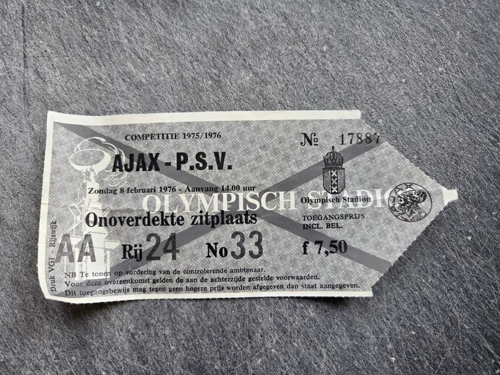 Origineel ticket Ajax - PSV 1976 Olympisch Stadion Amsterdam, Verzamelen, Sportartikelen en Voetbal, Ophalen of Verzenden, Gebruikt