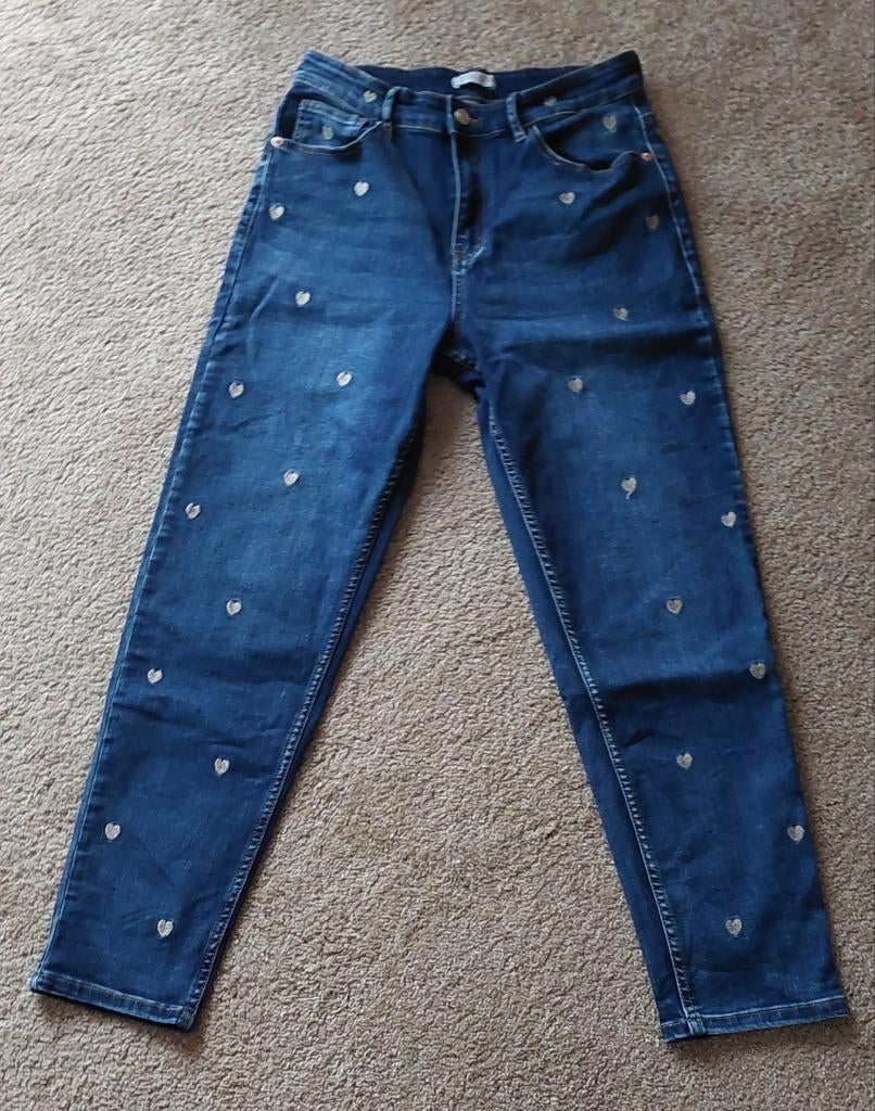 ZAC & ZOE Jeans met hartjesprint, maat 38, Blauw, Ophalen of Verzenden, Zo goed als nieuw, W30 - W32 (confectie 38/40)