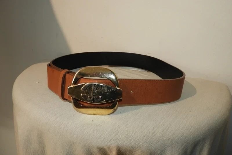 Just Cavalli bruine leren sier buckle gesp met merk, 80 tot 90 cm, Bruin, Verzenden, Echt leder