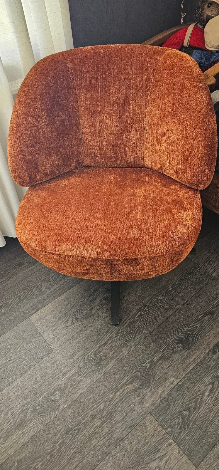 Comfortabele draai fauteuils per set - cognac kleur stof, Ophalen, Gebruikt, Twee, Overige kleuren