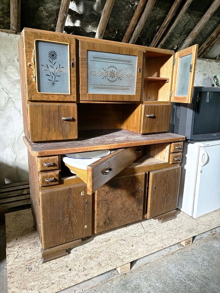 Bijzondere antieke/vintage kast met emaille wasbakken, Ophalen, Gebruikt
