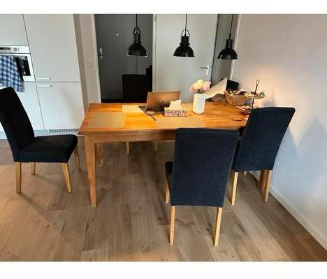 6x Ikea Henriksdal stoelen - zwart met houten poten, Huis en Inrichting, Stoelen, Ophalen, Gebruikt, Zwart, Vijf, Zes of meer stoelen