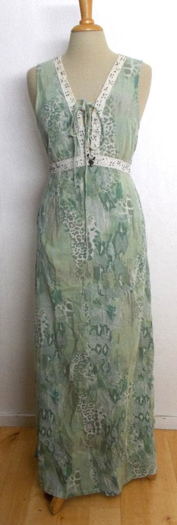 Katoenen boho maxi jurk met kant van Isla Ibiza Bonita! L, Verzenden, Maat 42/44 (L), Zo goed als nieuw, Onder de knie