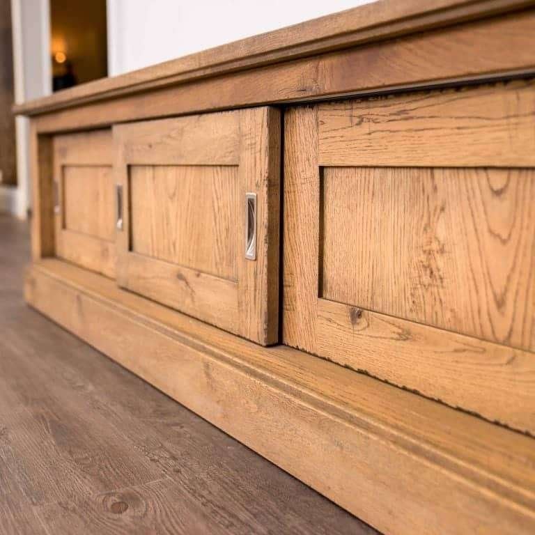 Eiken TV-meubel 178x53x50 cm, Ophalen, Landelijk - modern, 150 tot 200 cm, Eikenhout