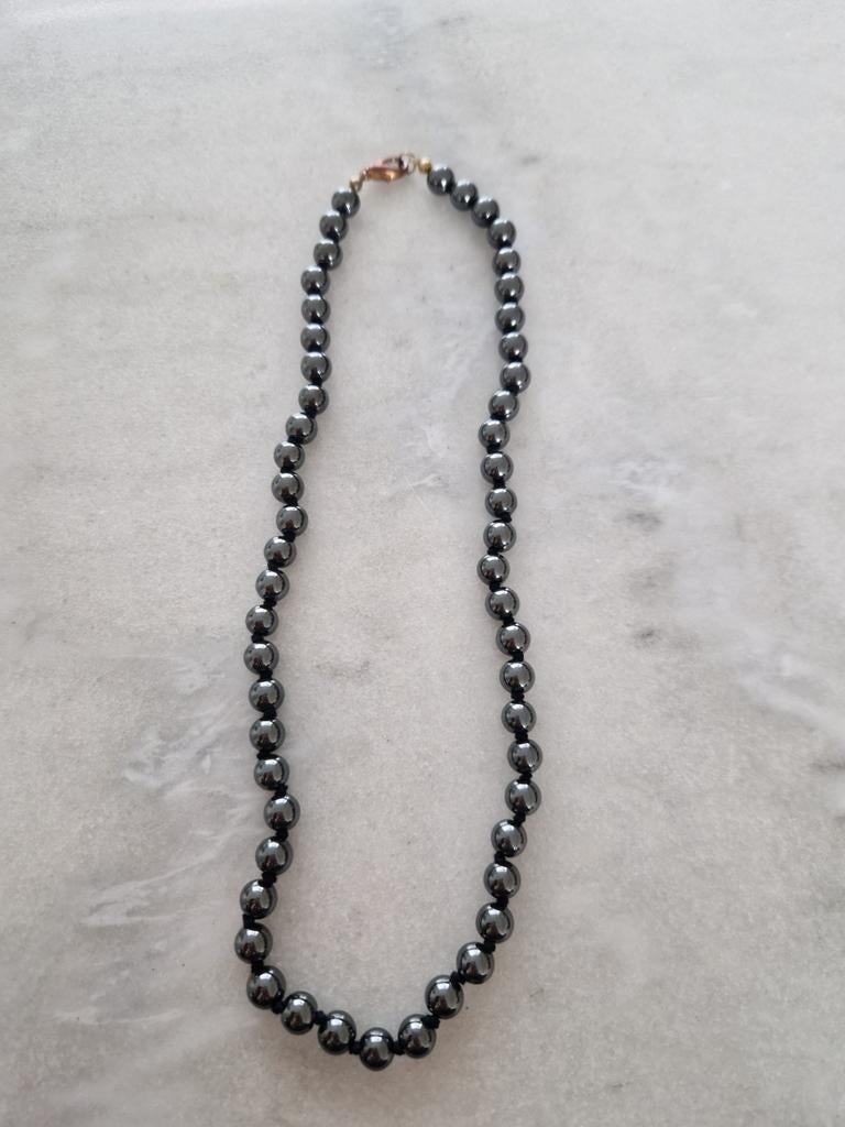 Vintage ketting met geknoopte hematiet, Ophalen of Verzenden, Zo goed als nieuw, Steen of Mineraal, Met edelsteen
