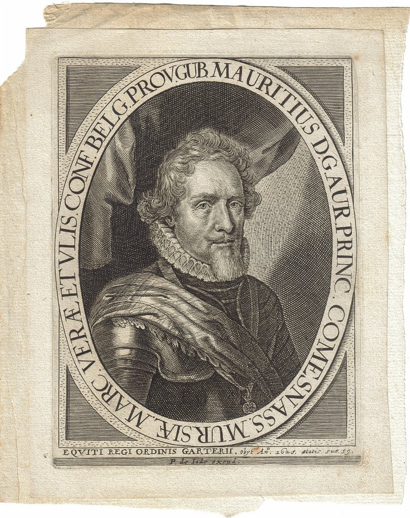 gravure "Portret Maurits Prins van Oranje Graaf van Nassau", Ophalen, Gebruikt, Nederland, Kaart, Foto of Prent