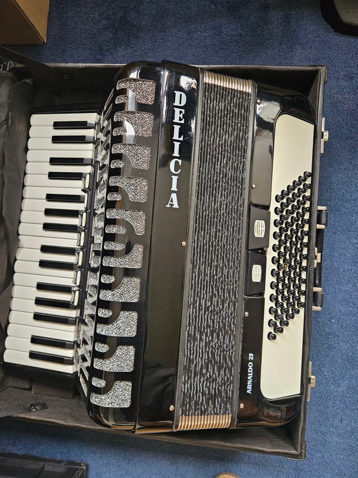 Delicia Arnaldo 23 Toetsaccordeon met koffer, Gebruikt, Overige formaten, Met koffer, Delicia