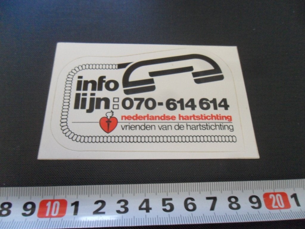 sticker Nederlandse Hartstichting Infolijn 070-614614 *, Verzamelen, Ophalen, Zo goed als nieuw