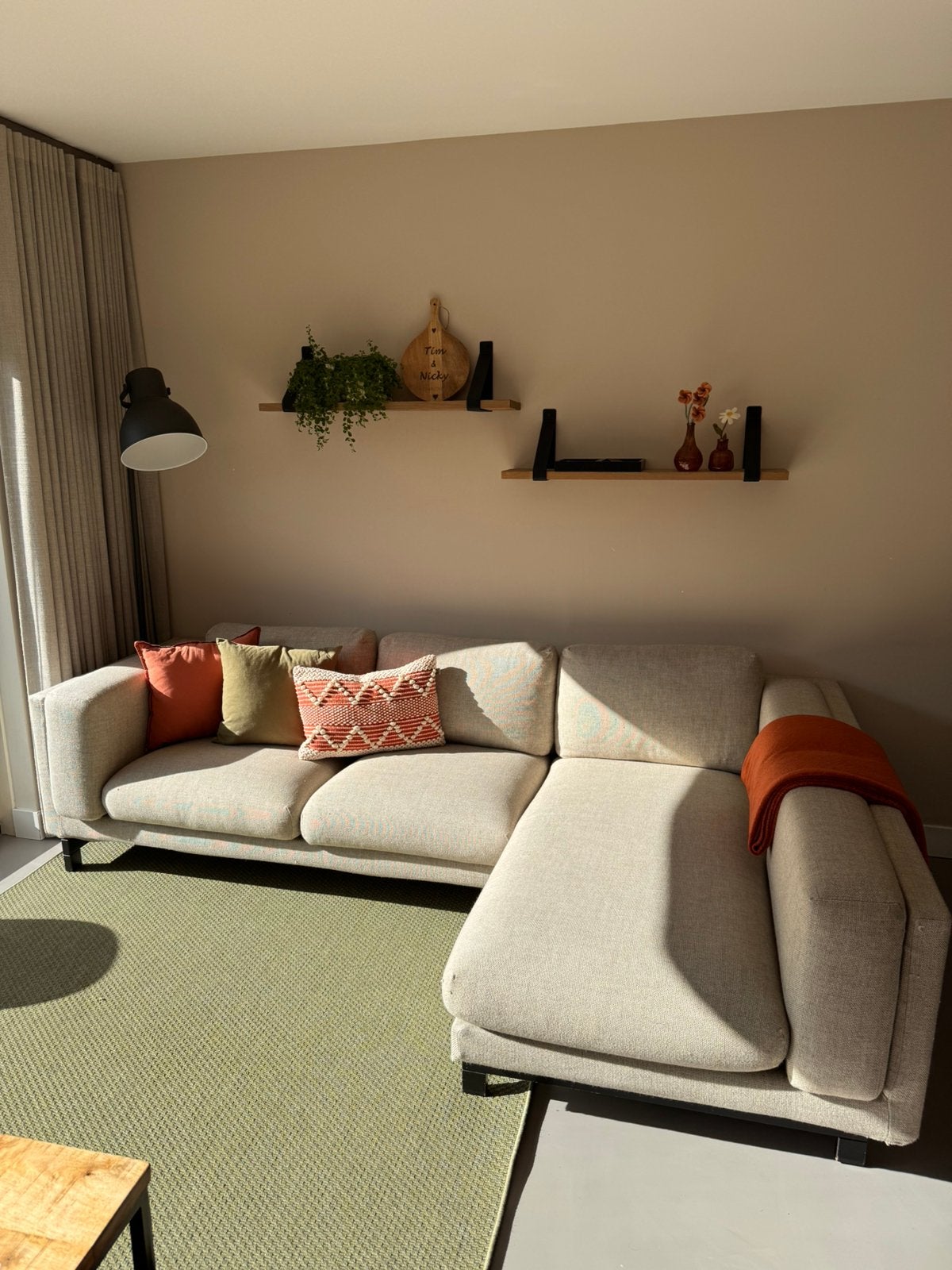 IKEA NOCKEBY hoekbank met chaise longue + 2 extra hoezen, Huis en Inrichting, Ophalen, Gebruikt, Stof