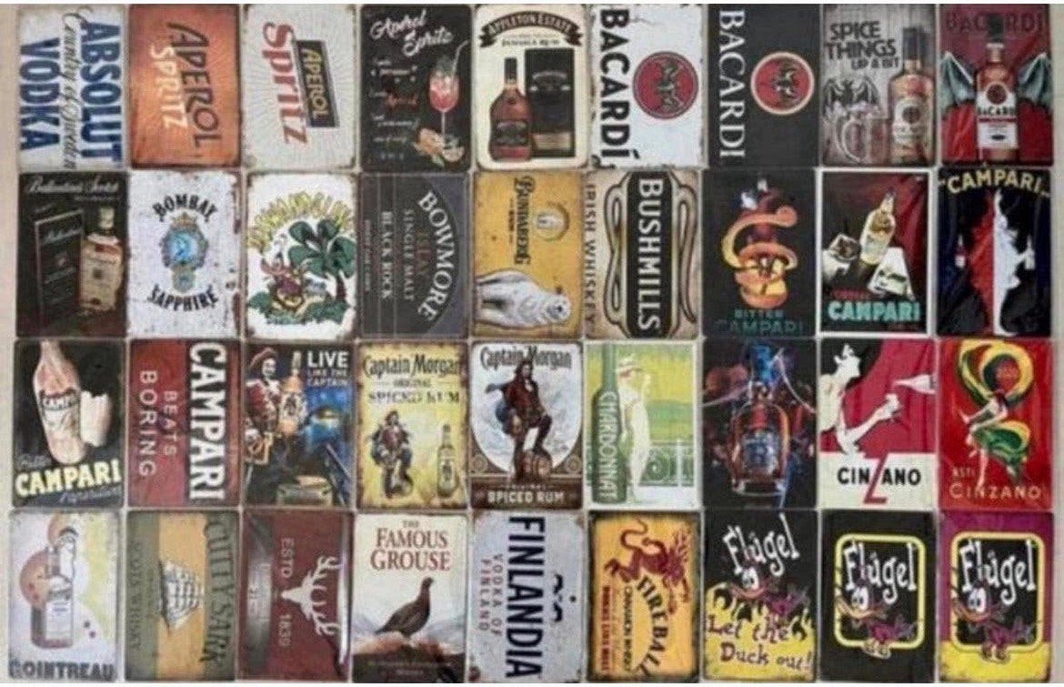 Metalen wandbord alcoholische drank 20x30 cm (3voor 21€), Verzamelen, Ophalen of Verzenden, Zo goed als nieuw, Reclamebord