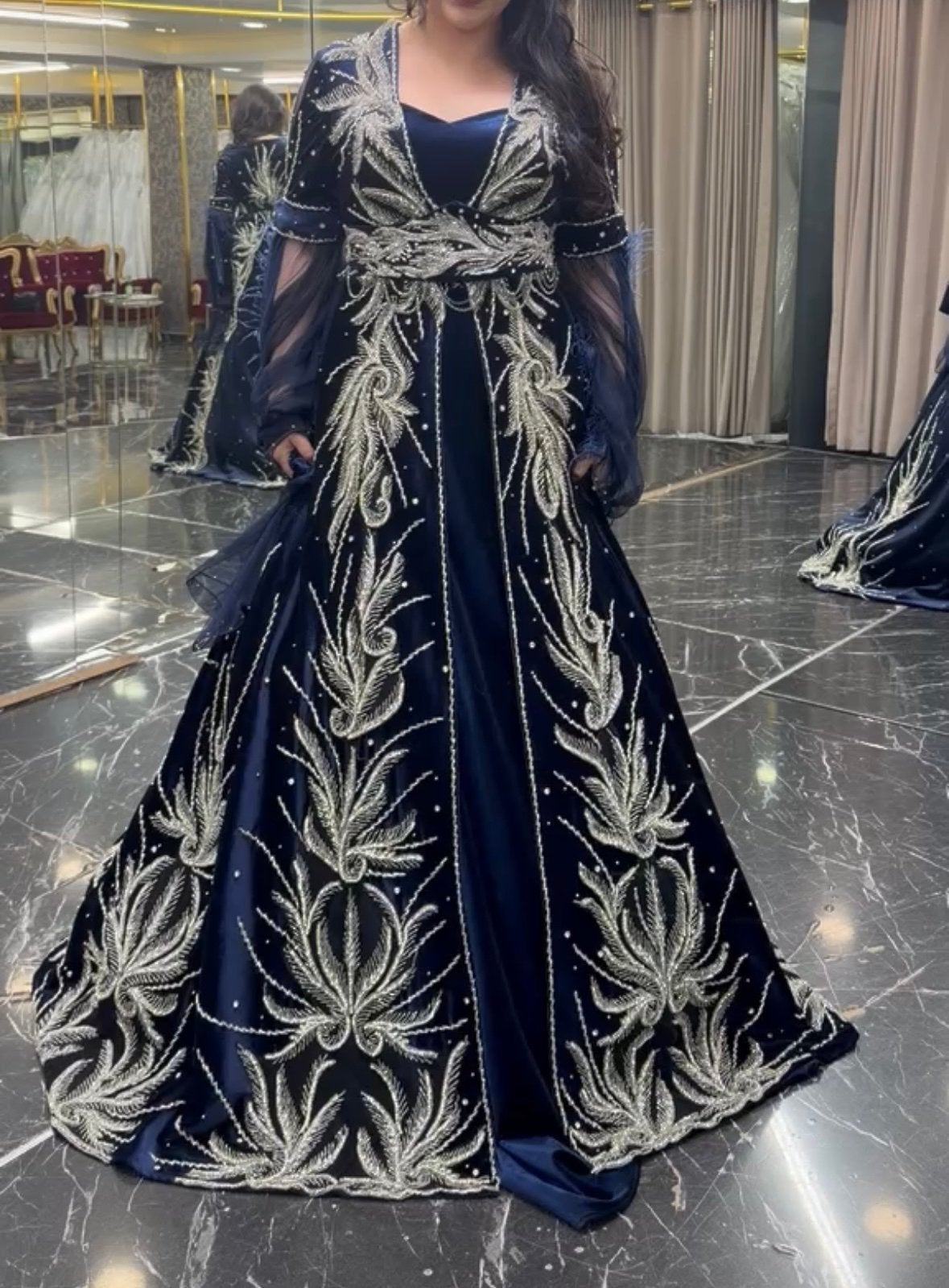Traditionele henna jurk blauw, Kleding | Dames, Gelegenheidskleding, Maat 38/40 (M), Galajurk, Blauw, Ophalen of Verzenden