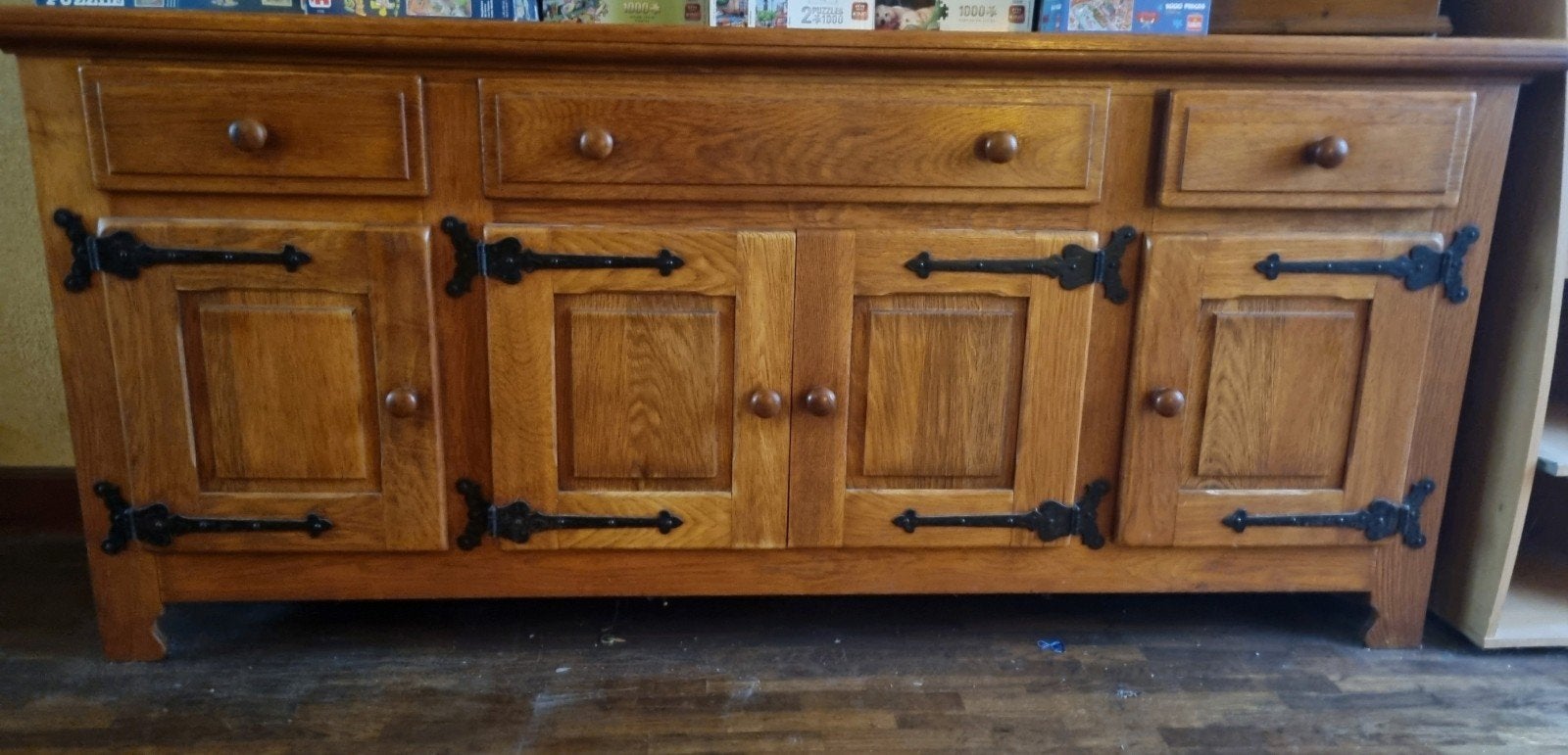 Massief eiken Oisterwijk dressoir met lades en deuren, Huis en Inrichting, Ophalen, Gebruikt, Eikenhout, 200 cm of meer
