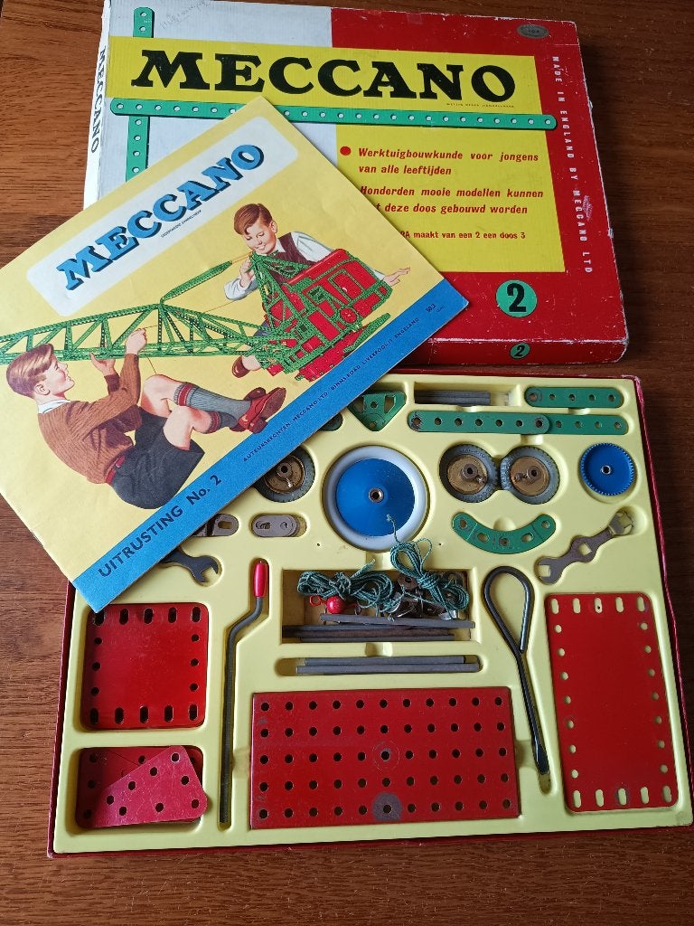 Originiele Meccano nr 2 met doos en boekje Vintage, Ophalen of Verzenden