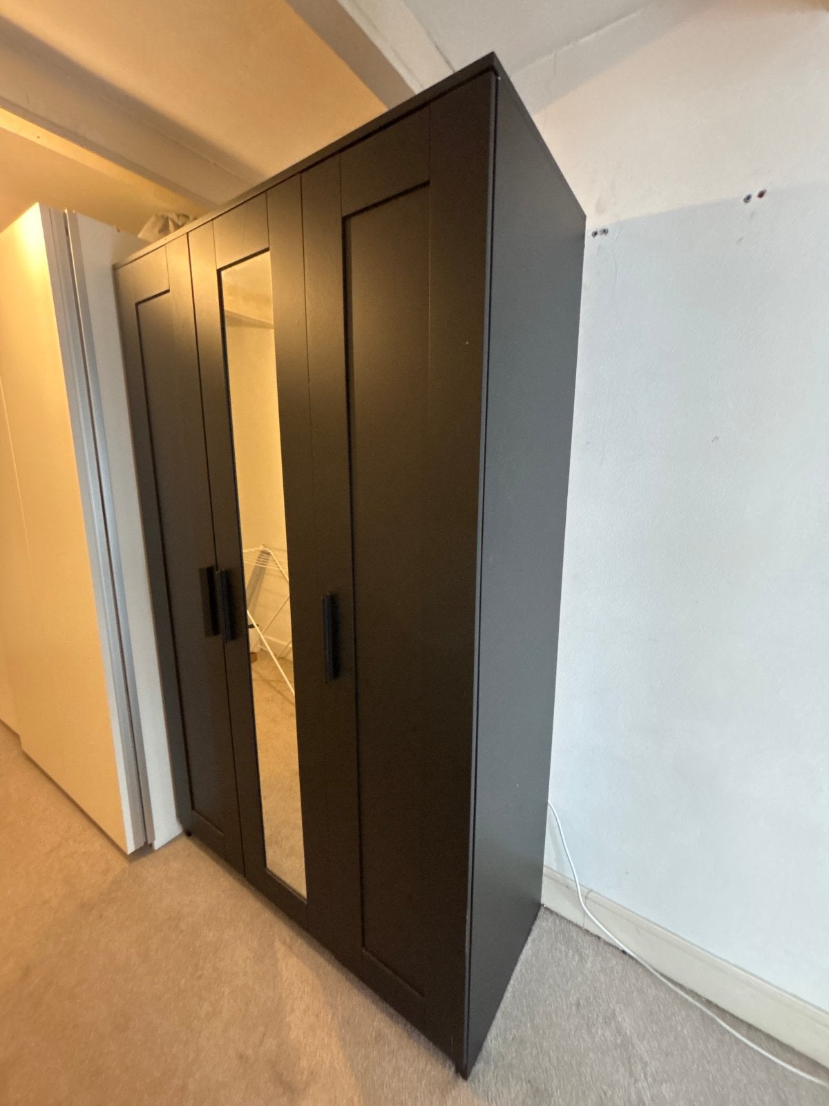 Ikea BRIMNES kledingkast met 3 deuren, zwart, 117x50x190cm, Ophalen, 100 tot 150 cm, Zo goed als nieuw, 150 tot 200 cm