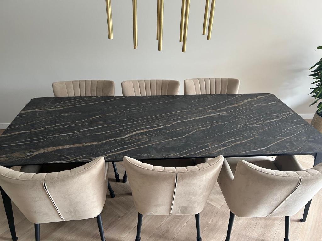 Tissimo eettafel Goossens, keramisch blad marmer look!, Ophalen, Gebruikt, 200 cm of meer, 50 tot 100 cm