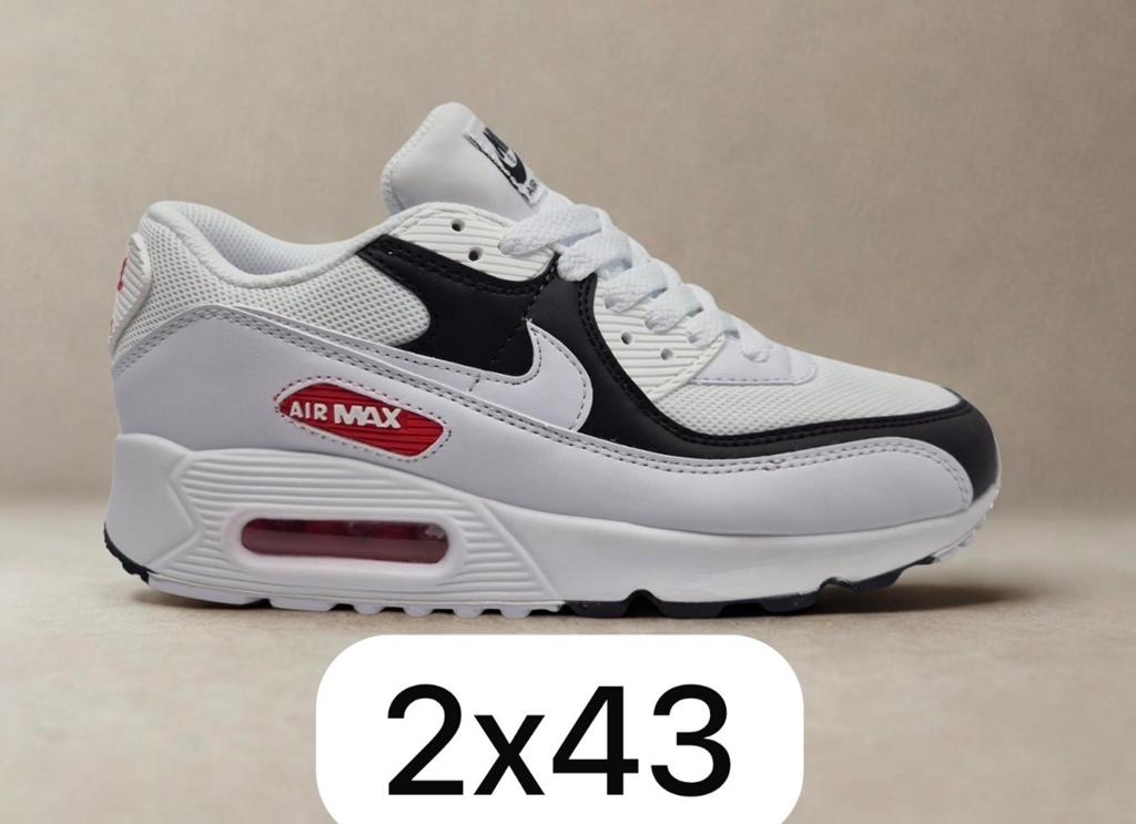 Nike Air Max 90 Sneakers - Wit/Zwart/Rood - Maat 43, Kleding | Heren, Schoenen, Ophalen of Verzenden, Nieuw, Wit, Sneakers of Gympen