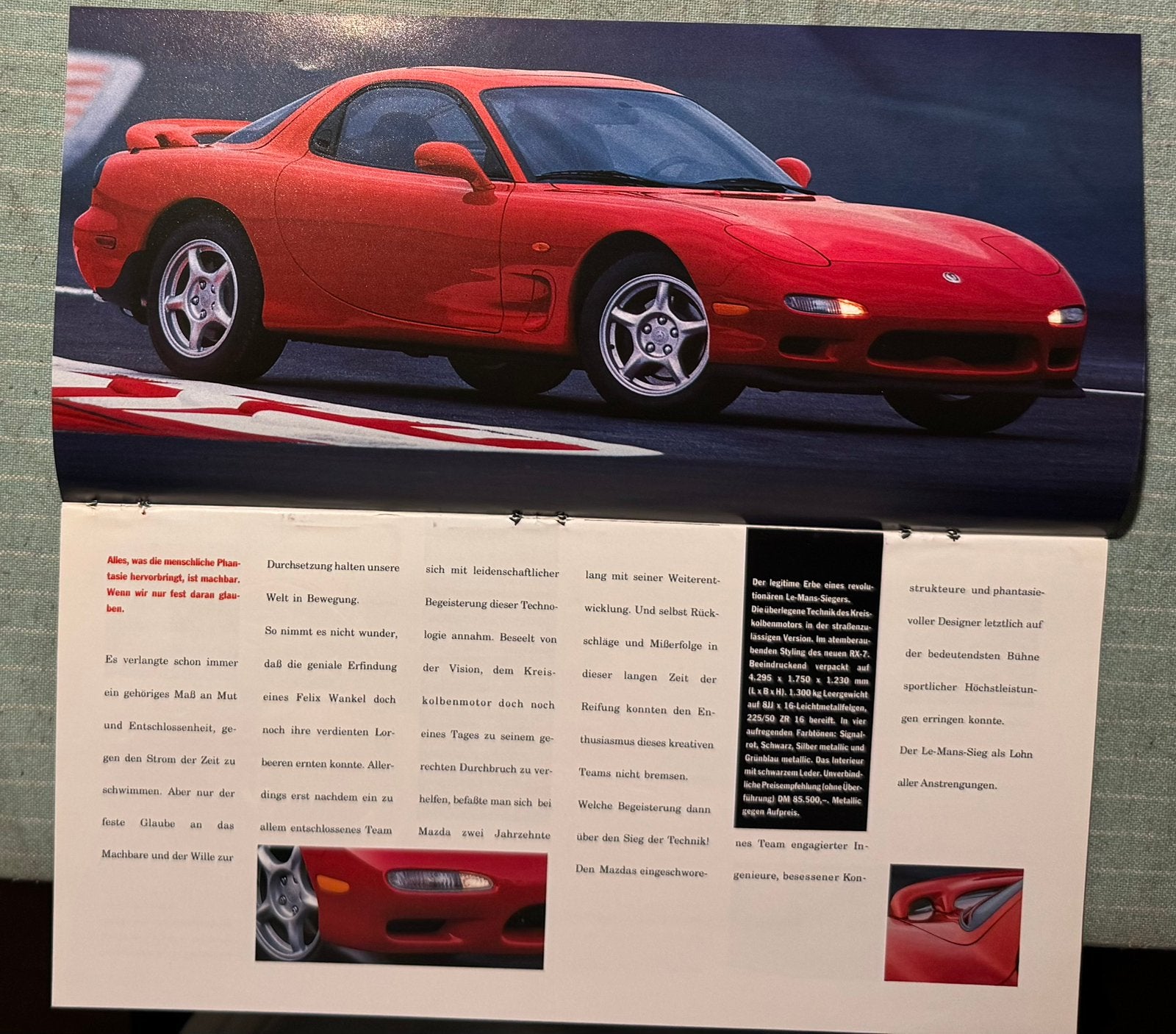 Folder 1992 Mazda RX-7, Ophalen of Verzenden, Zo goed als nieuw, Auto's