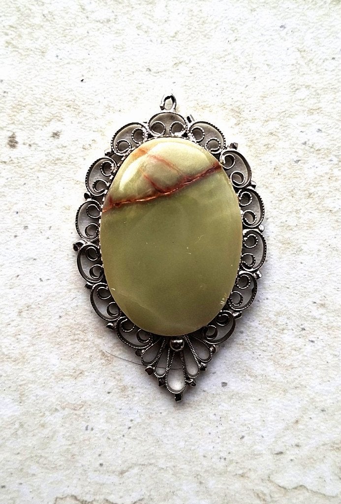 vintage zilveren broche + bijpassende hanger, Ophalen, Gebruikt, Met edelsteen, Zilver
