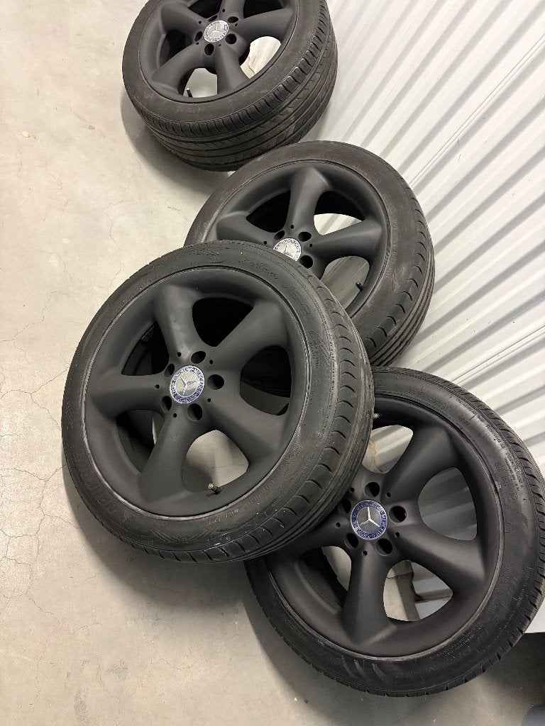 5x112 Originele Mercedes w203 velgen met banden 17 inc, Ophalen, Gebruikt, Velg(en), 17 inch