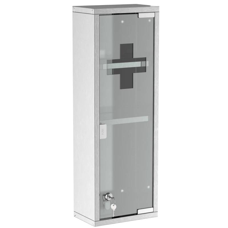 Medicijnkast EHBO  met slot deur 3 vakken matglas 430 rvs, Ophalen of Verzenden, Nieuw, Glas, Minder dan 100 cm