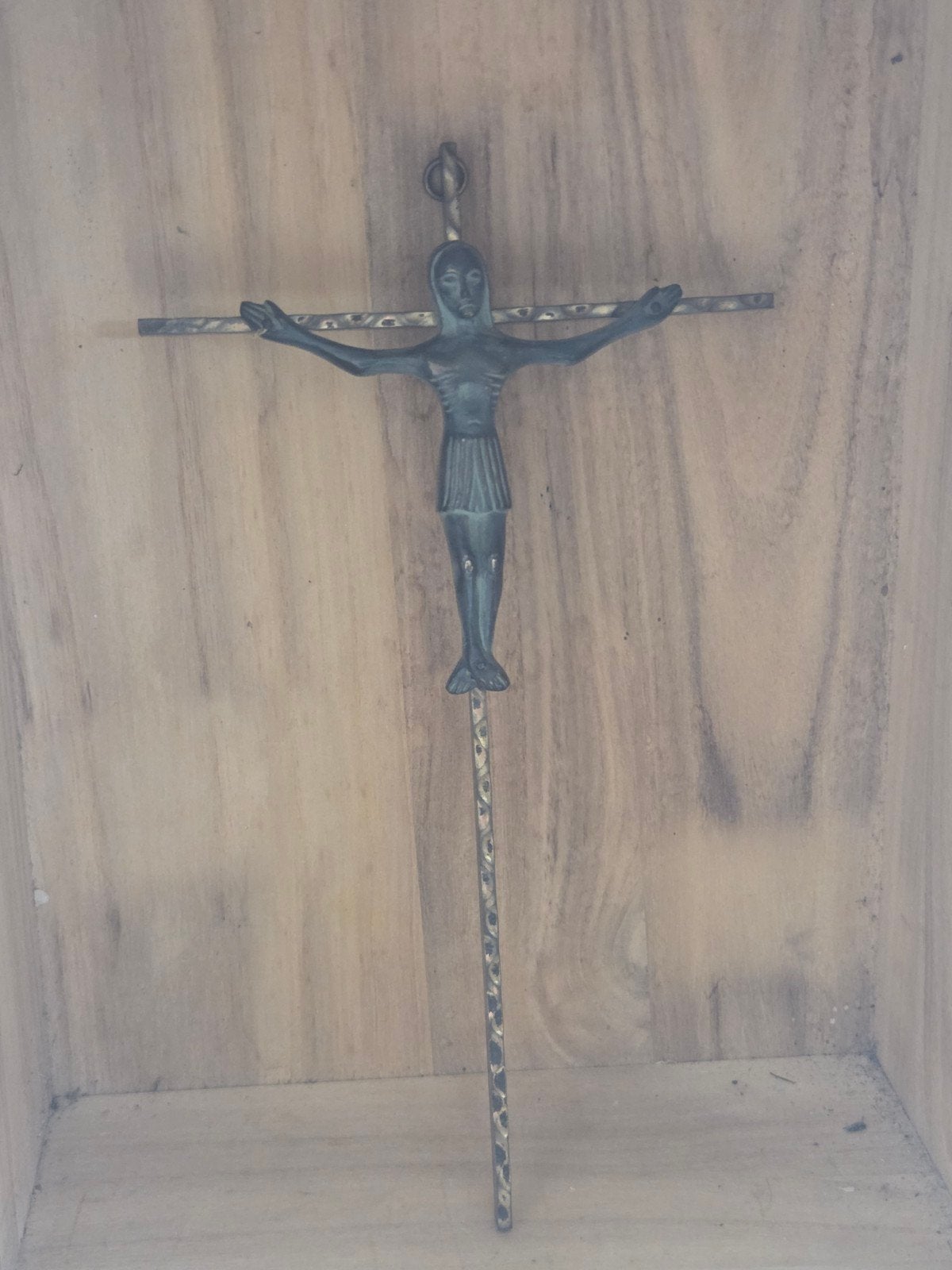 Antiek bronzen kruisbeeld - Christus aan het kruis, Antiek en Kunst, Ophalen of Verzenden